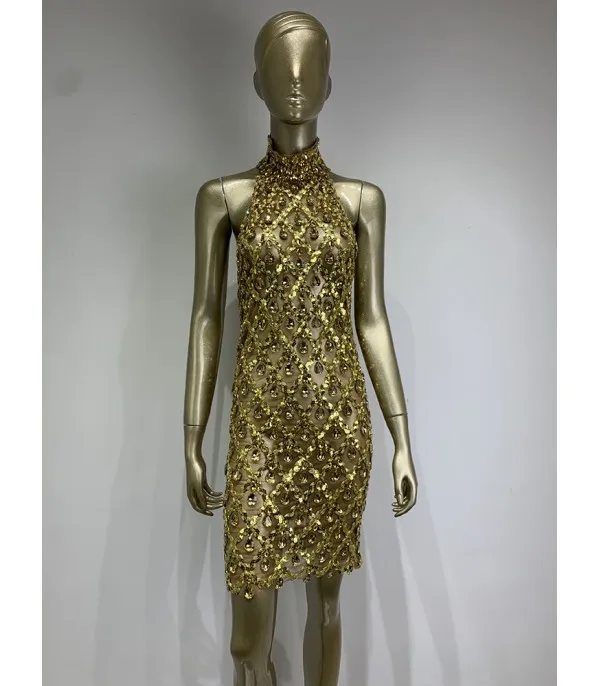 Nude diamond luxury dress