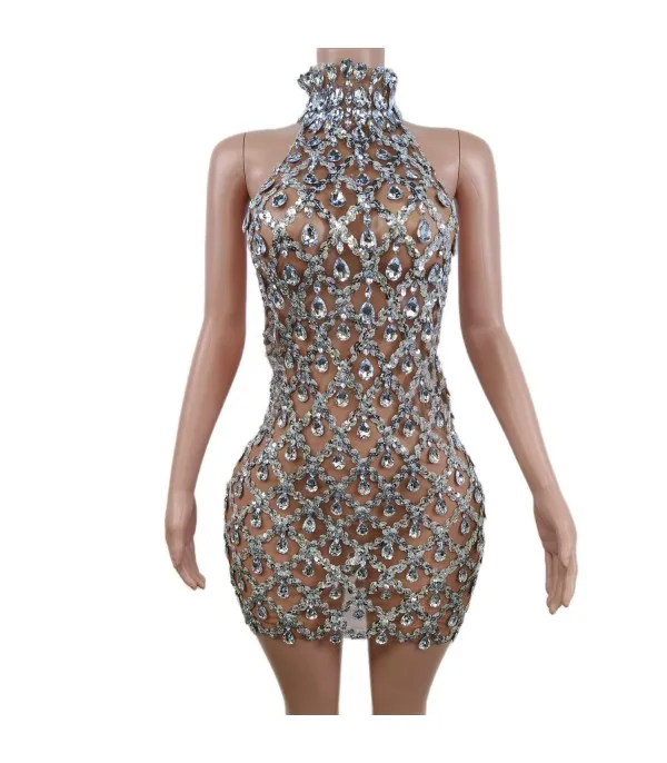 Nude diamond luxury dress