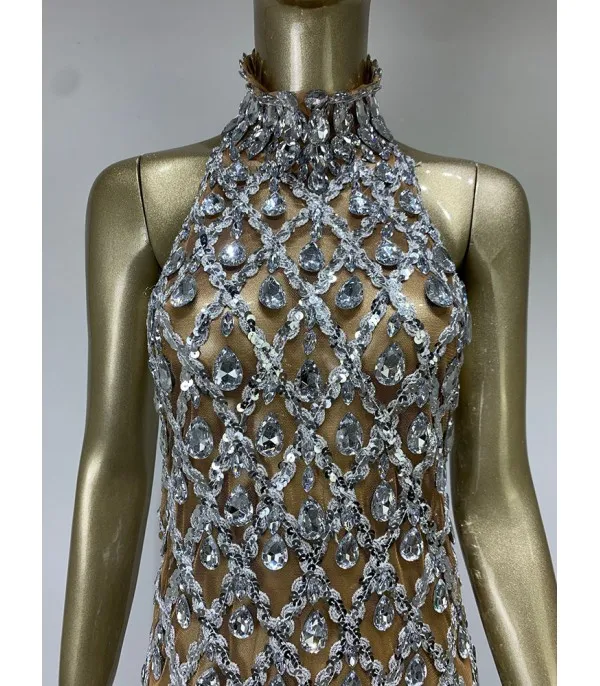 Nude diamond luxury dress