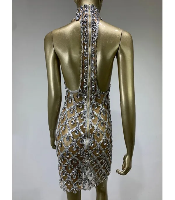 Nude diamond luxury dress