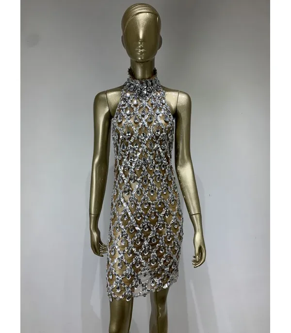 Nude diamond luxury dress