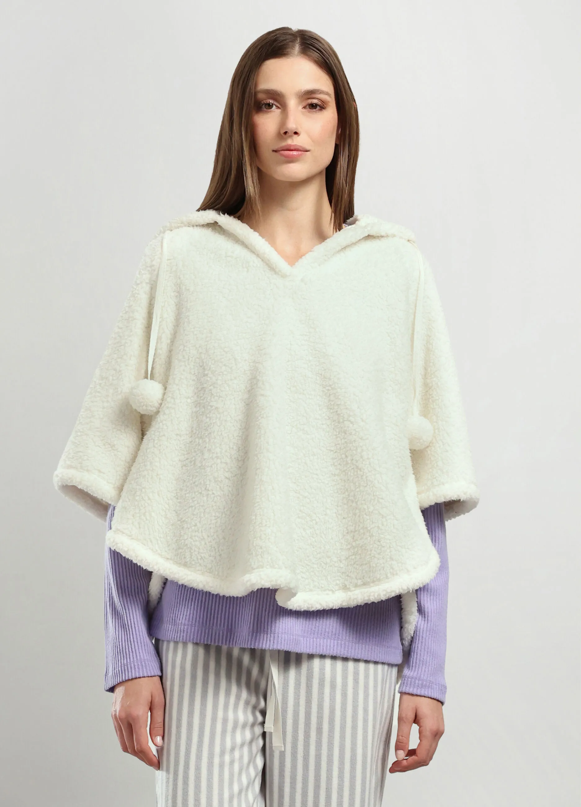 NYMOS  Poncho in coral fleece donna