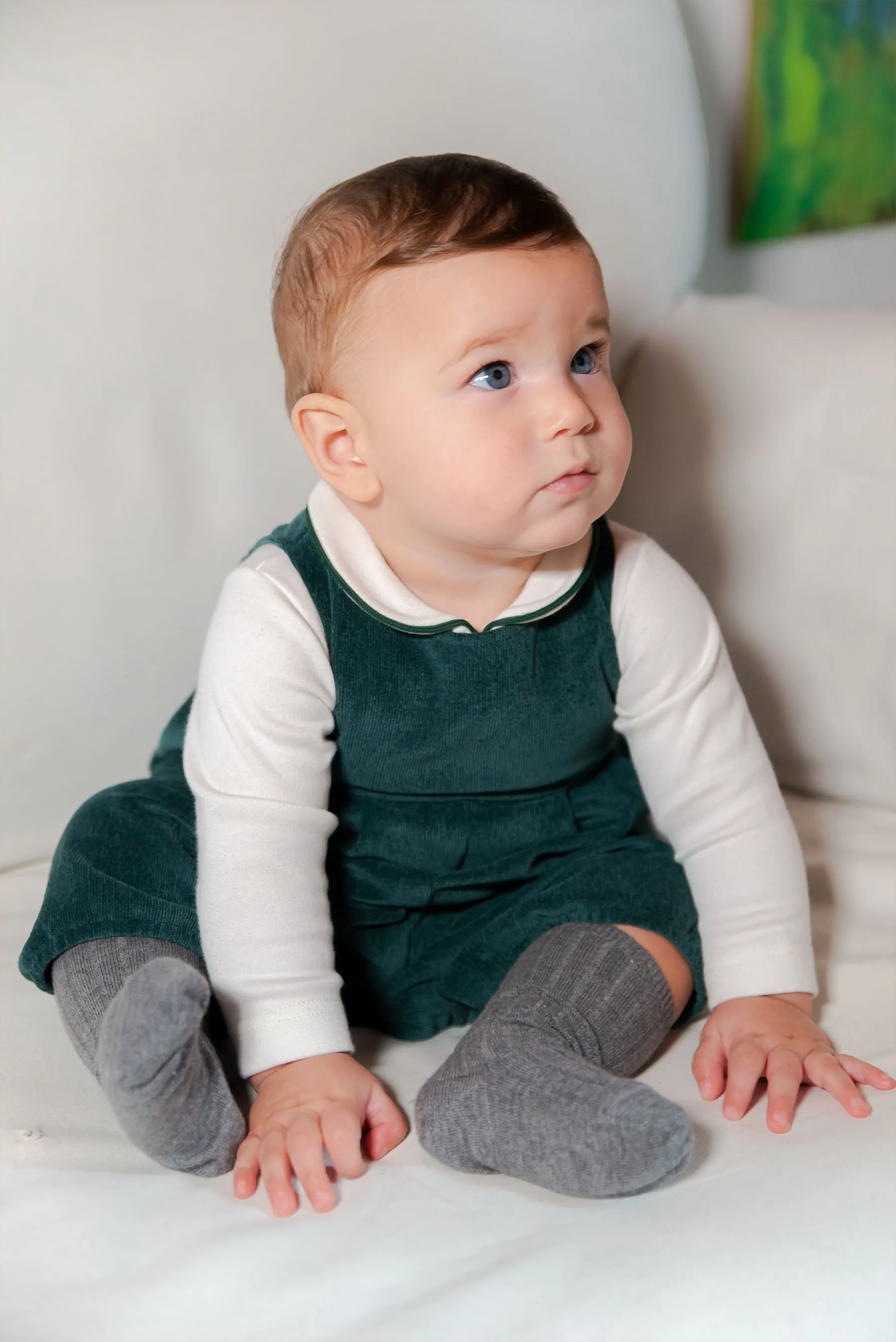 Pagliaccetto neonato in velluto verde