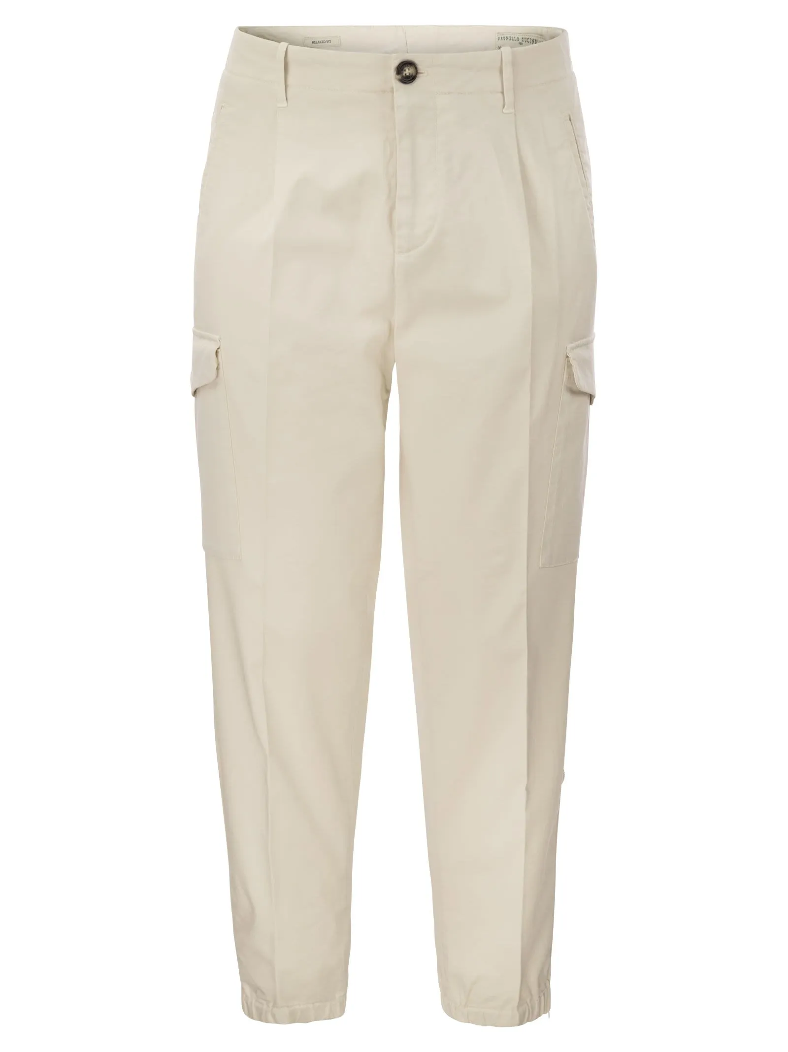 Pantalone in gabardina di cotone con tasche cargo