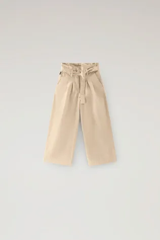Pantaloni a vita alta da bambina in popeline di puro cotone                                                                     