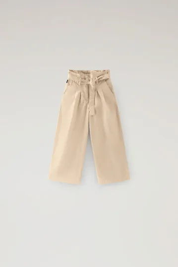Pantaloni a vita alta da bambina in popeline di puro cotone                                                                     