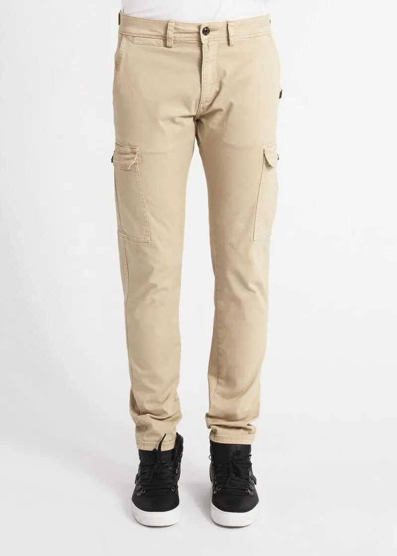 Pantaloni cargo in gabardina stretch