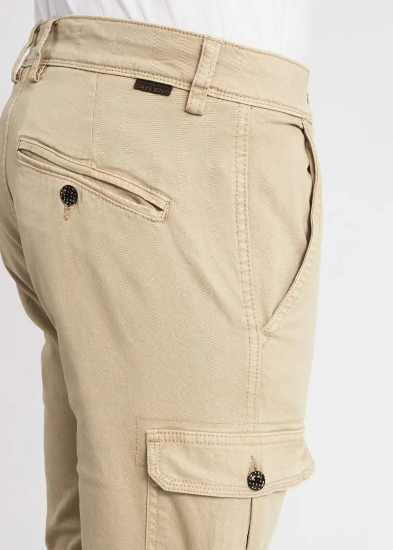 Pantaloni cargo in gabardina stretch