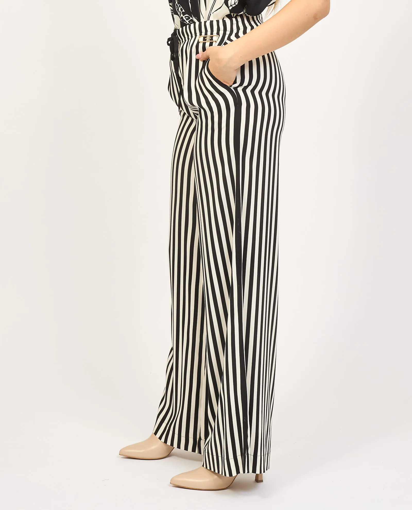 Pantaloni donna a palazzo Fracomina con motivo a righe