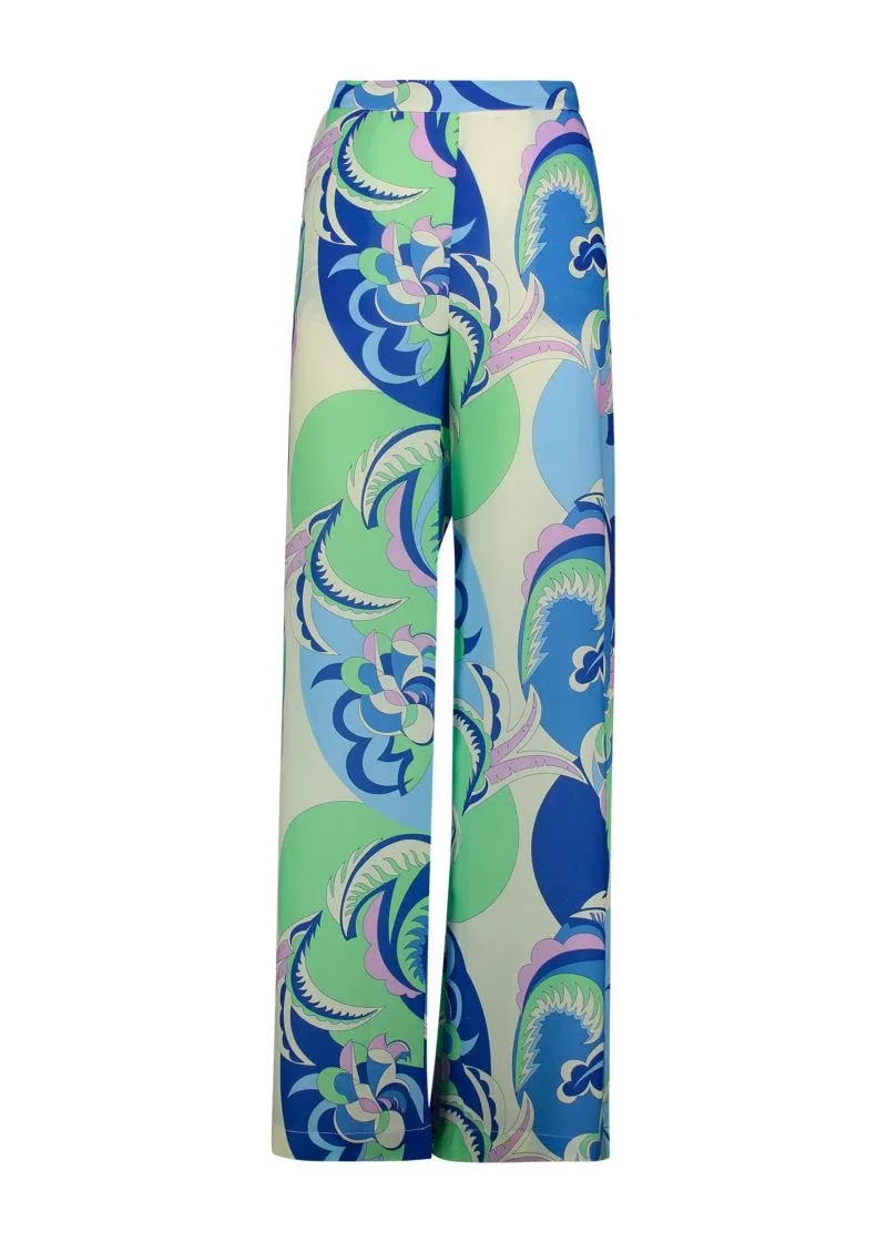 Pantaloni in georgette con stampa floreale