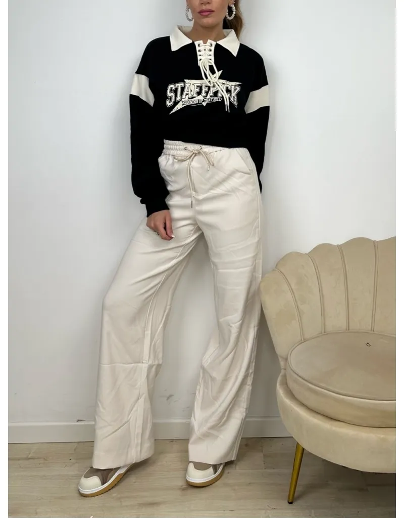 PANTALONI JOGGER WIDE LEG BURRO