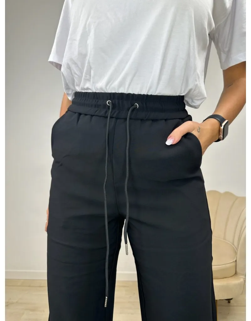 PANTALONI JOGGER WIDE LEG NERO