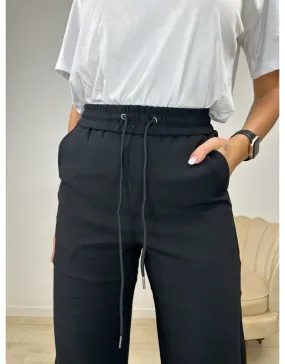 PANTALONI JOGGER WIDE LEG NERO