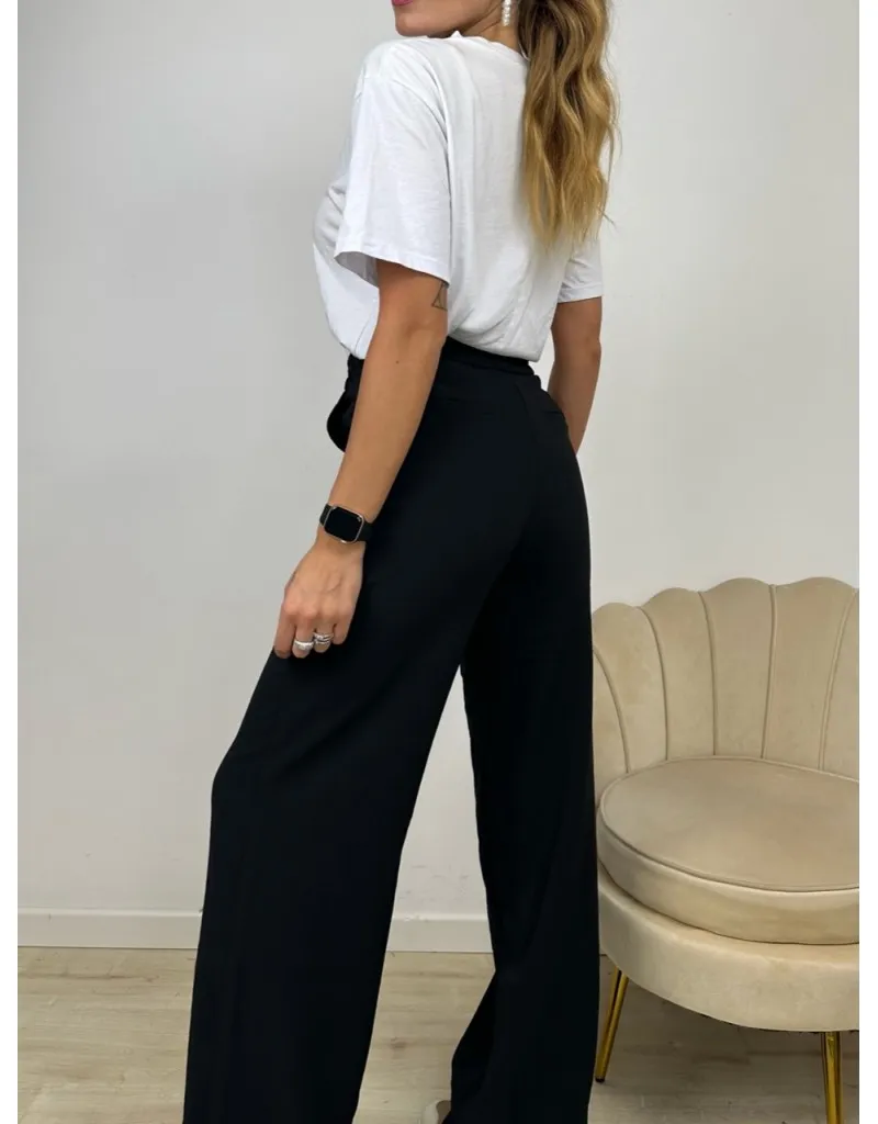 PANTALONI JOGGER WIDE LEG NERO