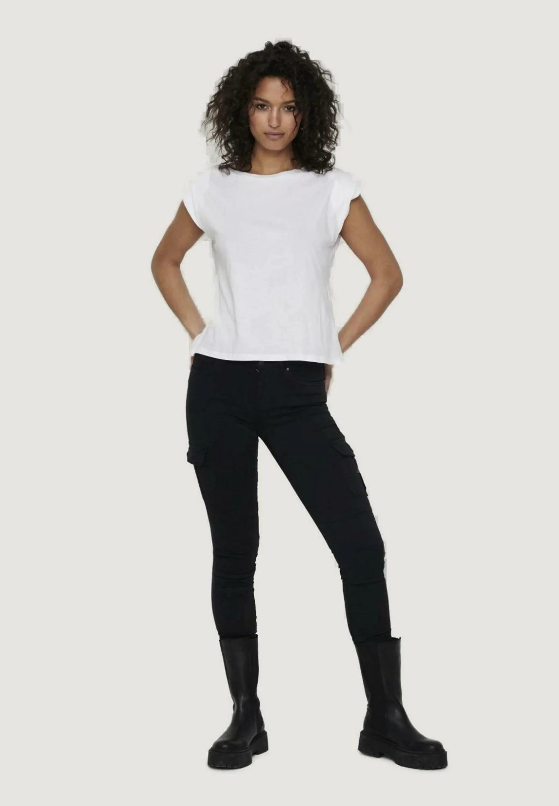 Pantaloni skinny Only MISSOURI REG ANK LIFE CARGO PNT Nero