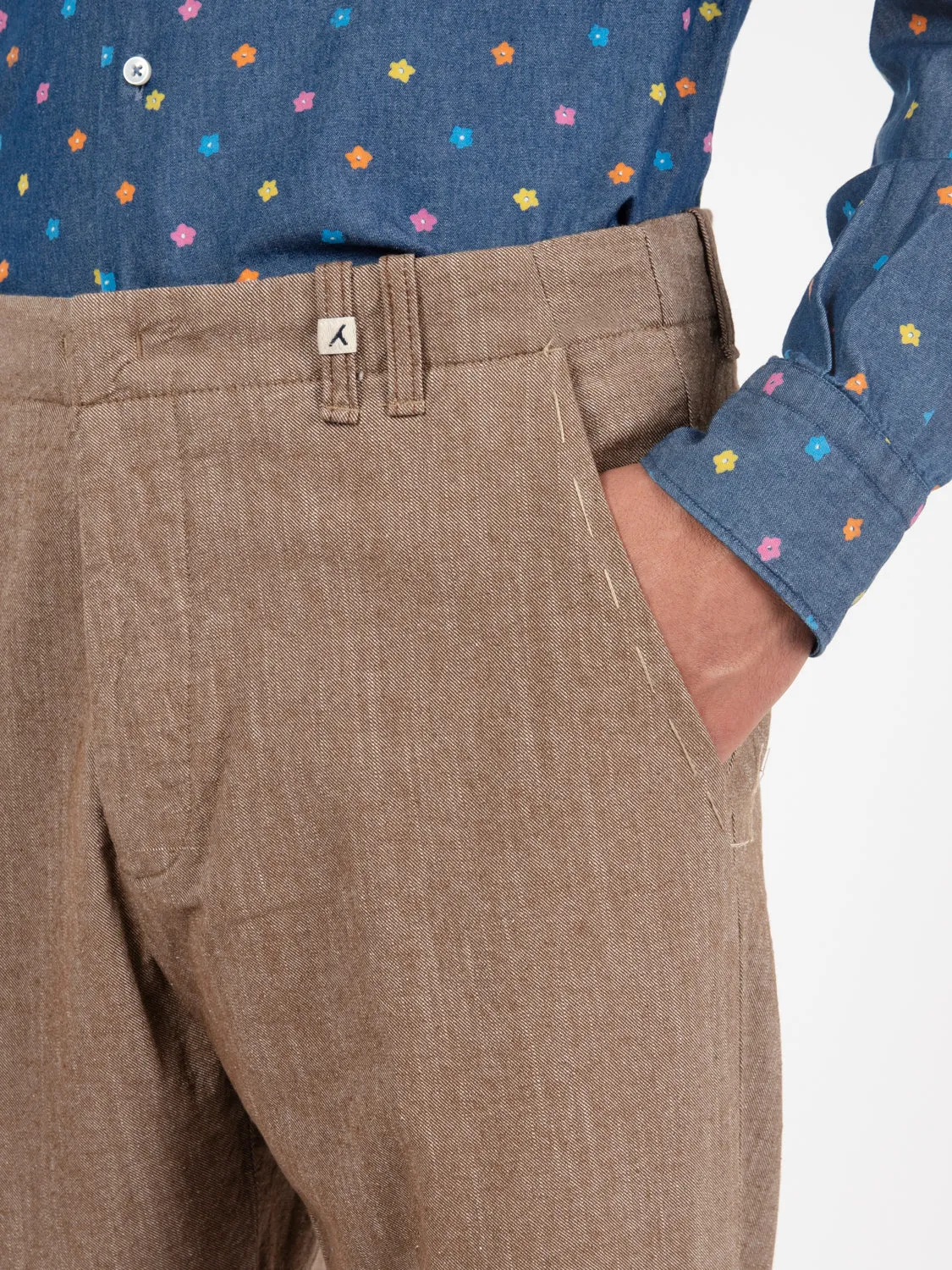 Pantaloni Yarn Dyed moro