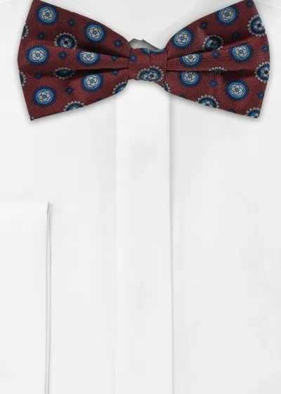 Papillon in seta con motivo ornamentale rosso vino