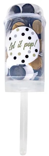 Party popper coriandoli bianchi neri beige