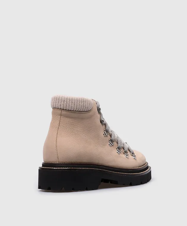 Peserico Stivali in pelle beige con catena monil S39584C009409
