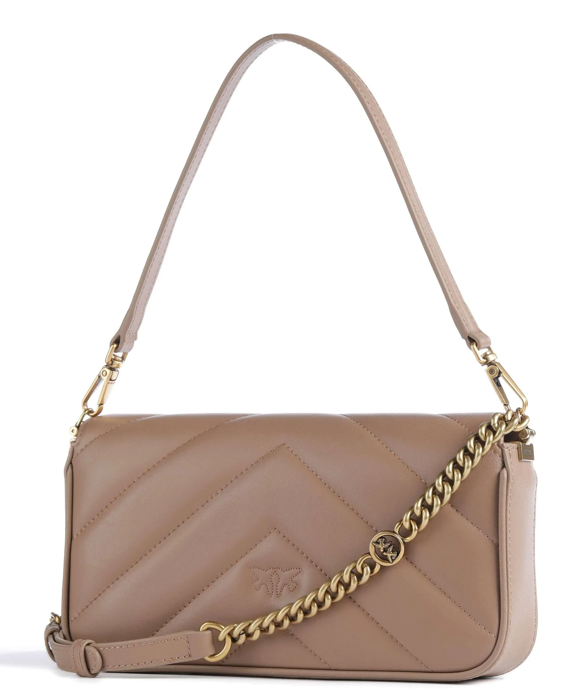  Pinko Love Click Mini Borsa a spalla pelle di pecora marrone chiaro  