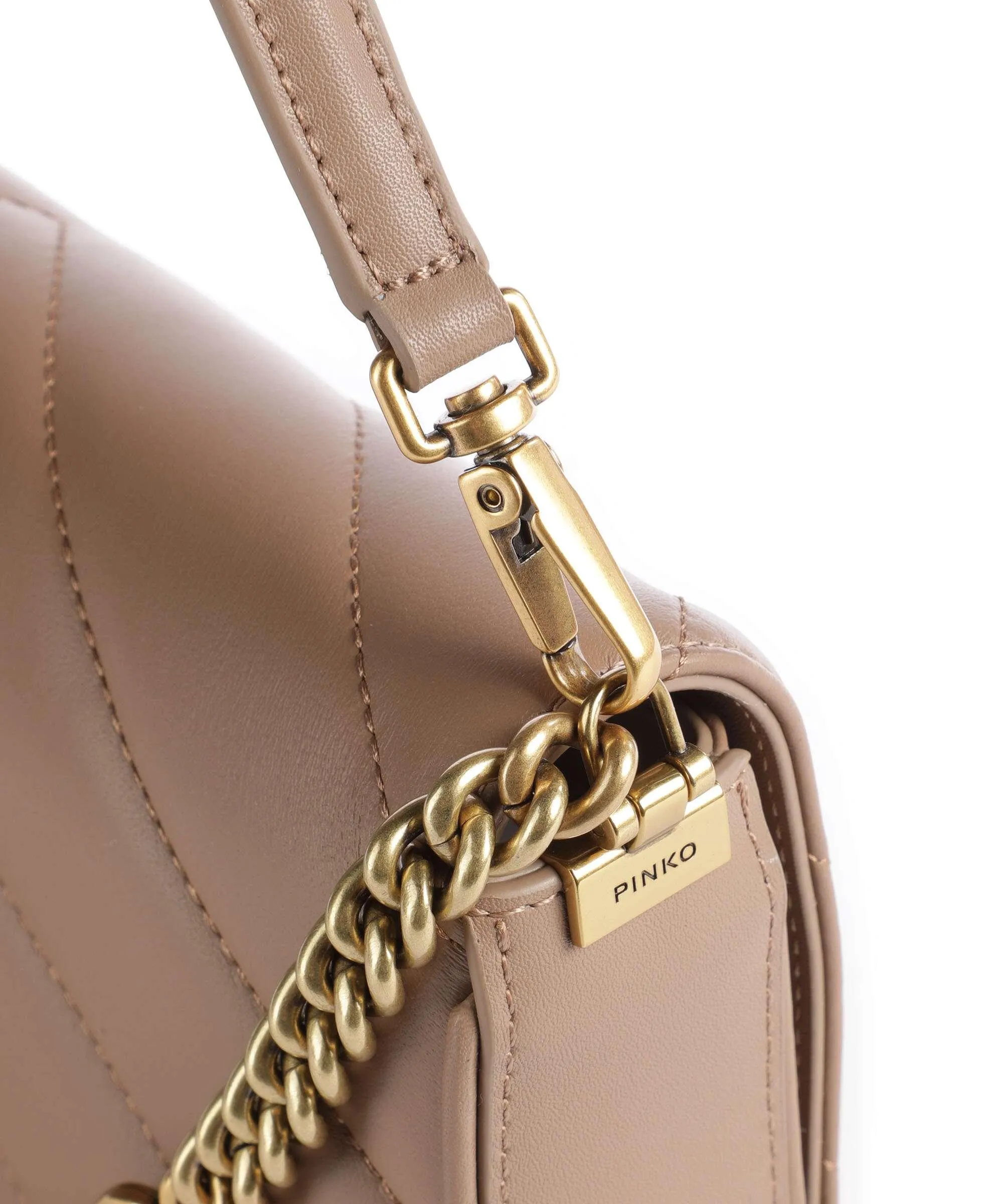  Pinko Love Click Mini Borsa a spalla pelle di pecora marrone chiaro  