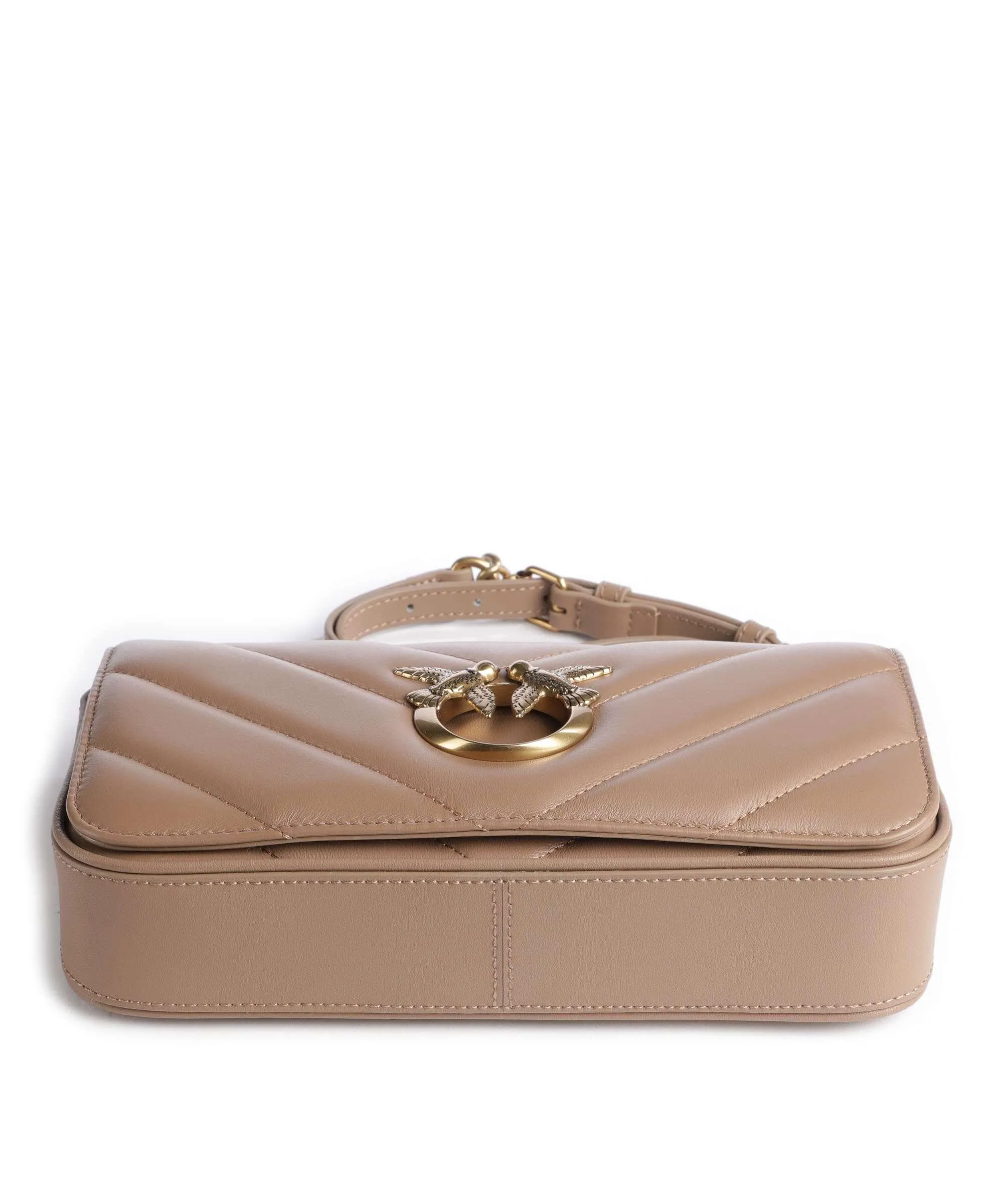 Pinko Love Click Mini Borsa a spalla pelle di pecora marrone chiaro  