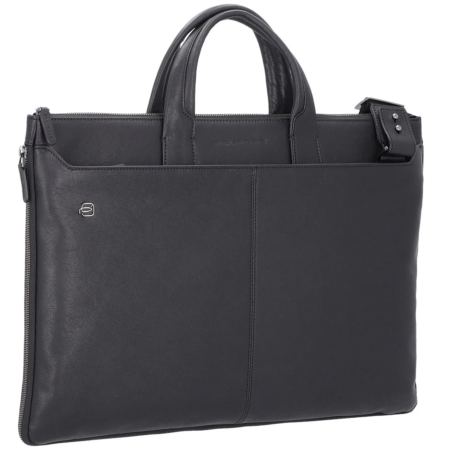 Piquadro Borsa per laptop quadrata nera in pelle 47 cm