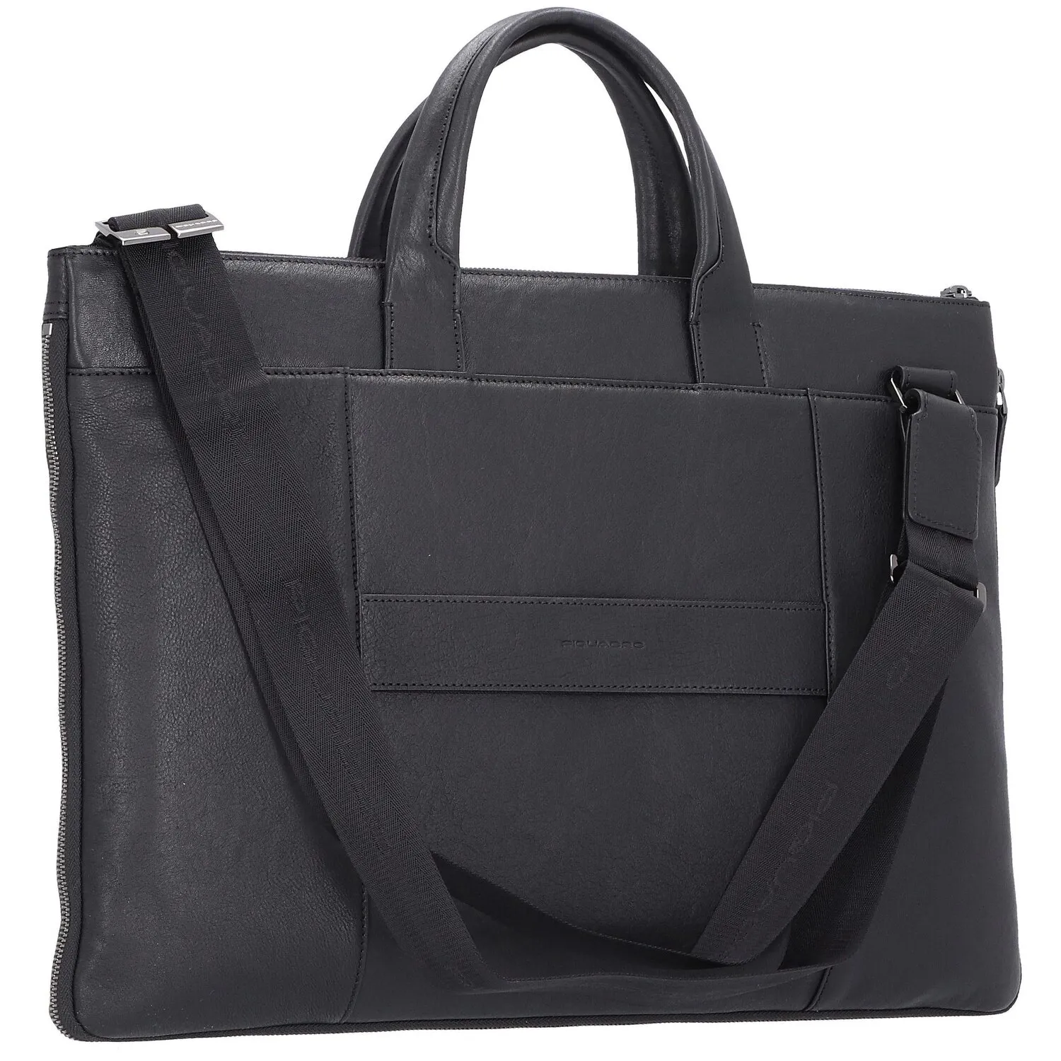 Piquadro Borsa per laptop quadrata nera in pelle 47 cm