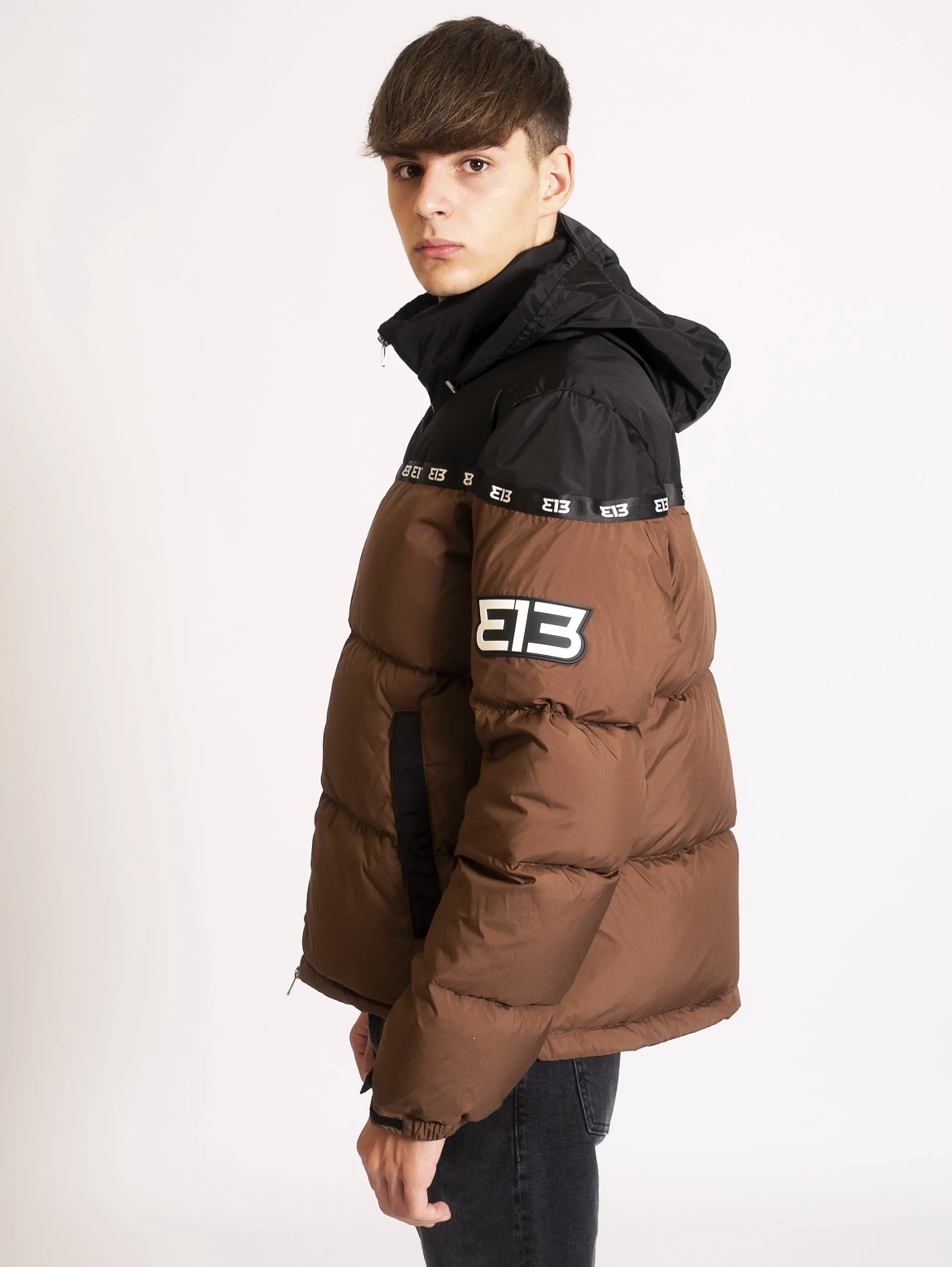 Piumino Bicolor Marrone/Nero