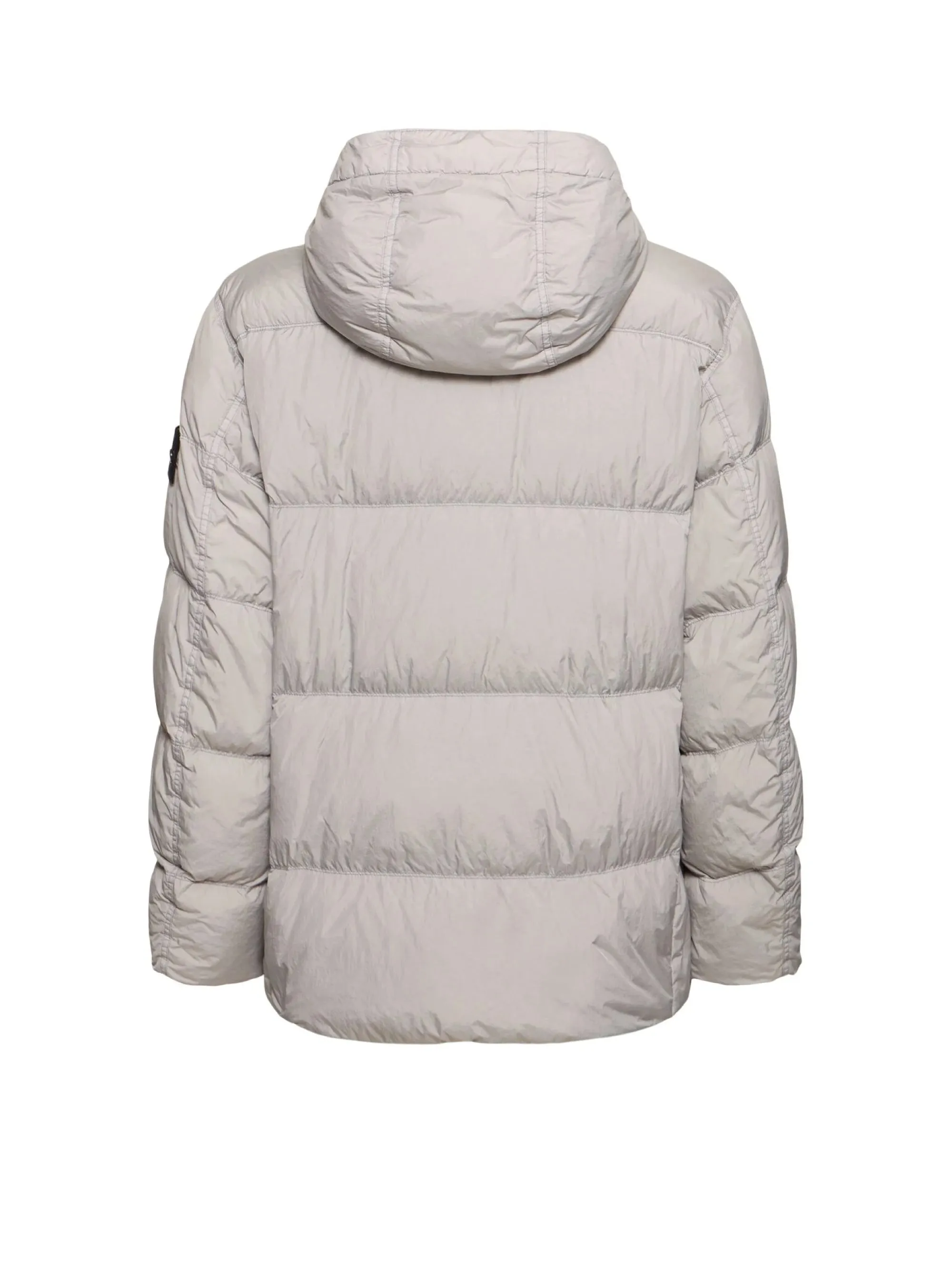 Piumino con Cappuccio in Nylon Crinkle Reps Grigio