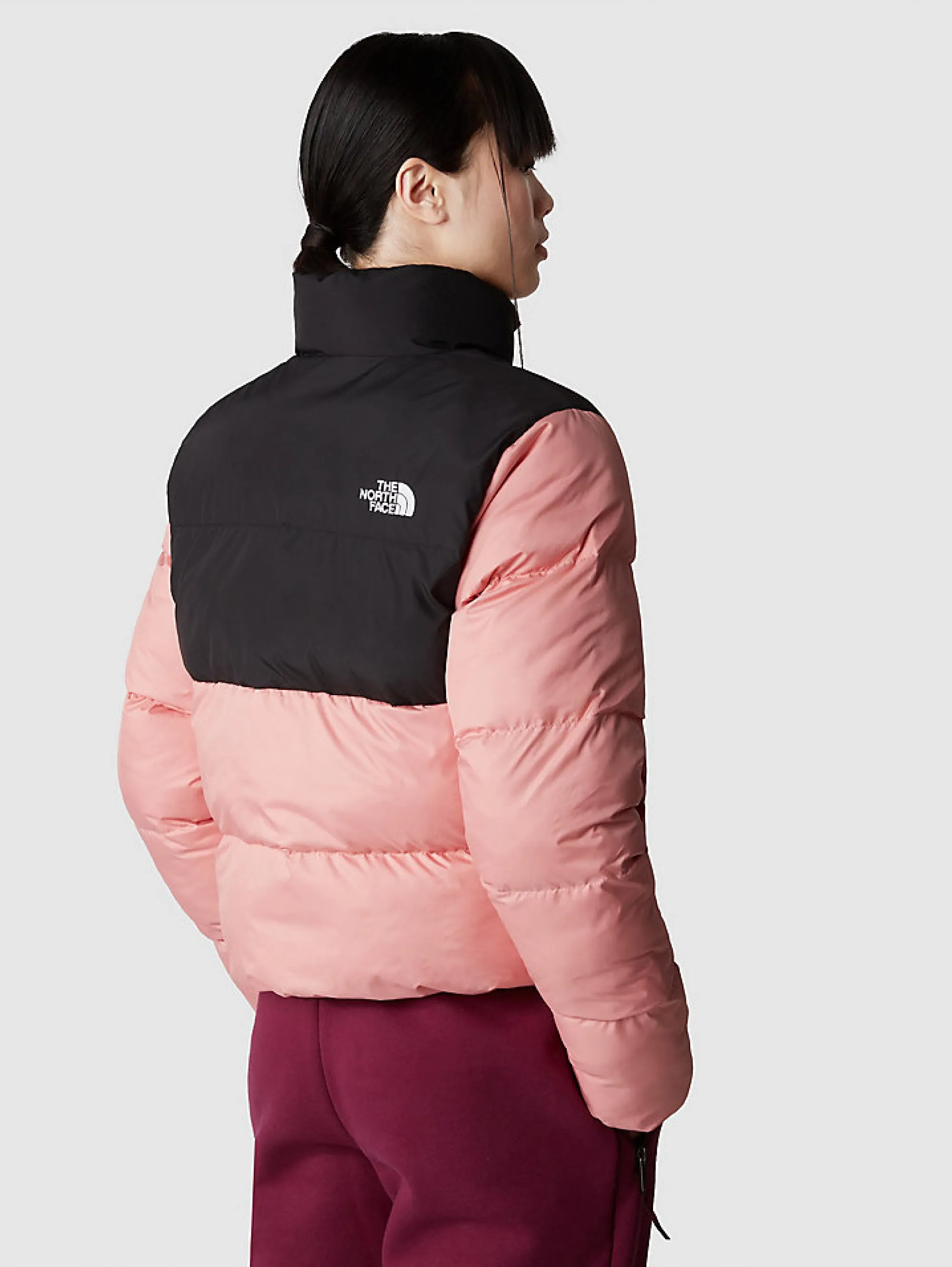 Piumino Corto Squadrato Saikuru Cropped Rosa/Nero
