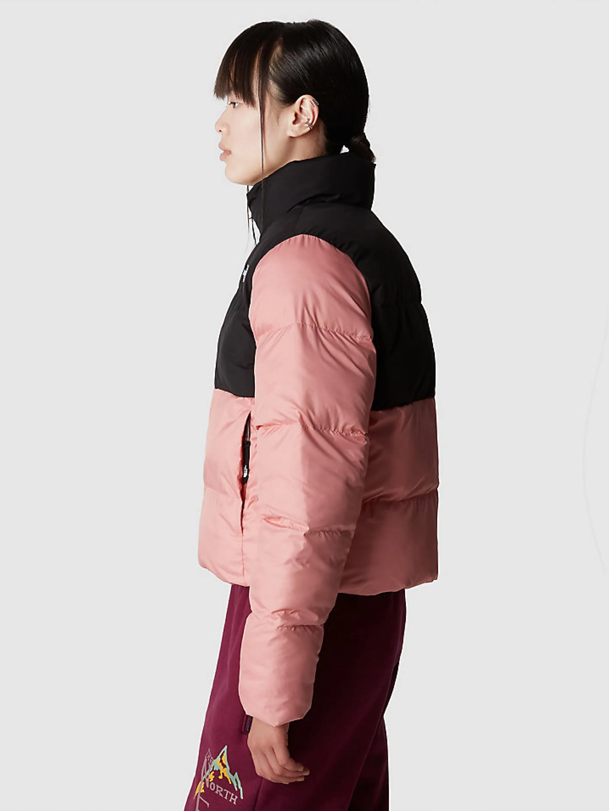 Piumino Corto Squadrato Saikuru Cropped Rosa/Nero