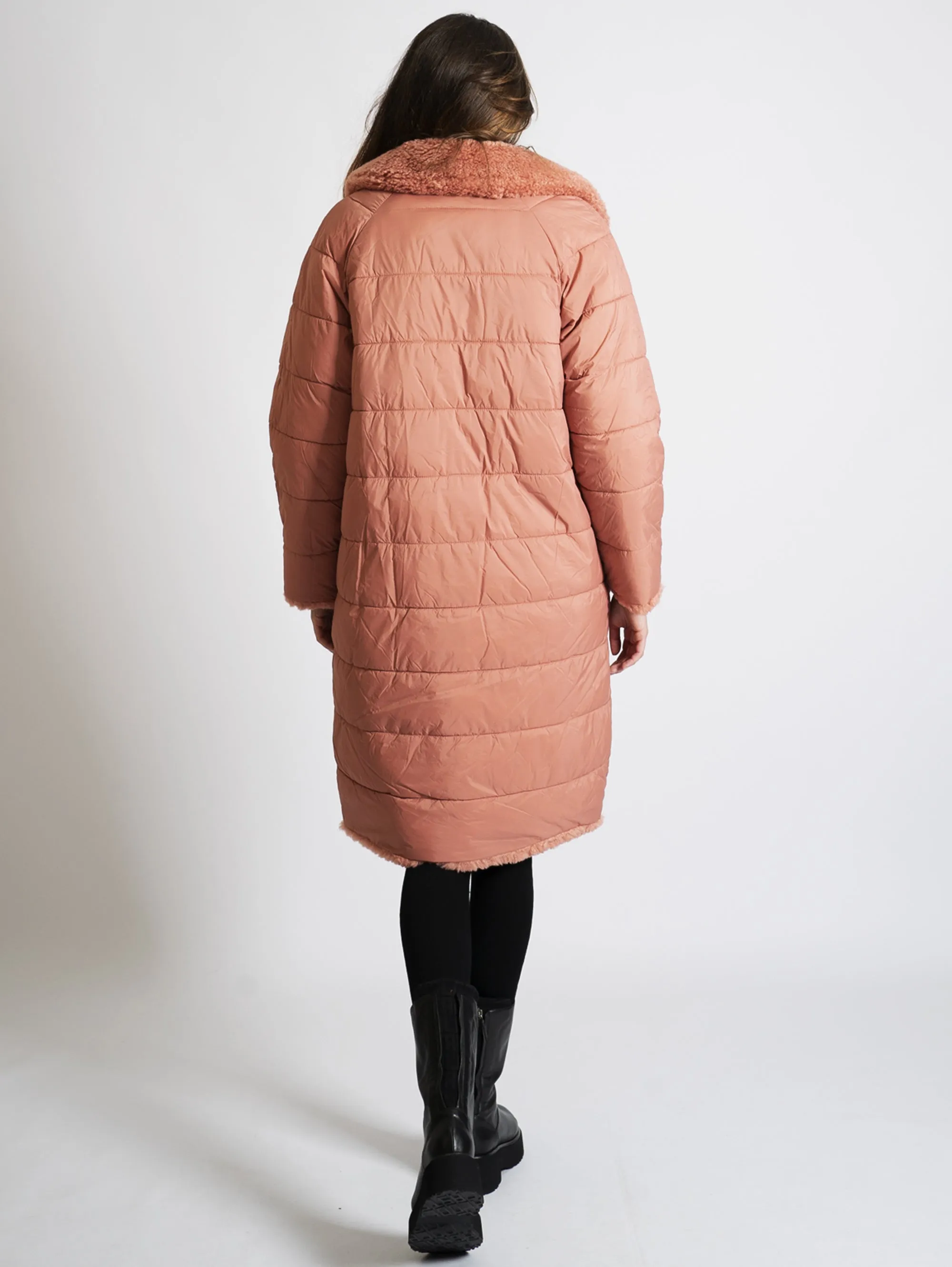 Piumino Lungo Reversibile Rosa