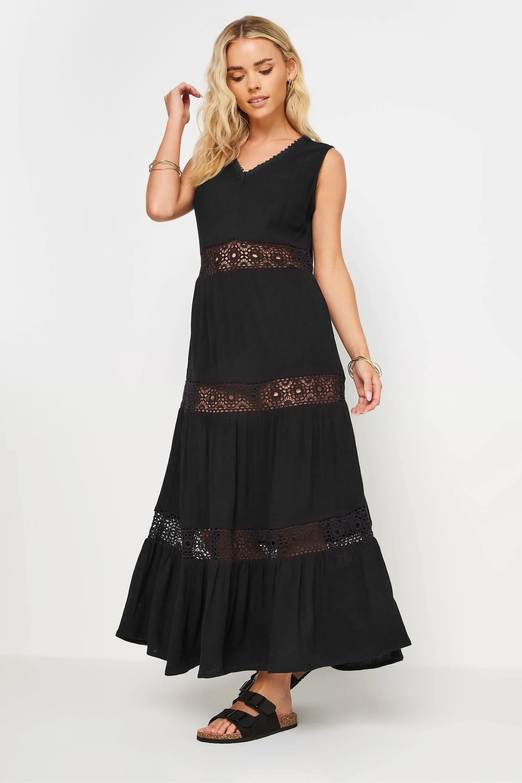 PixieGirl Petite - Abito maxi con finiture all'uncinetto