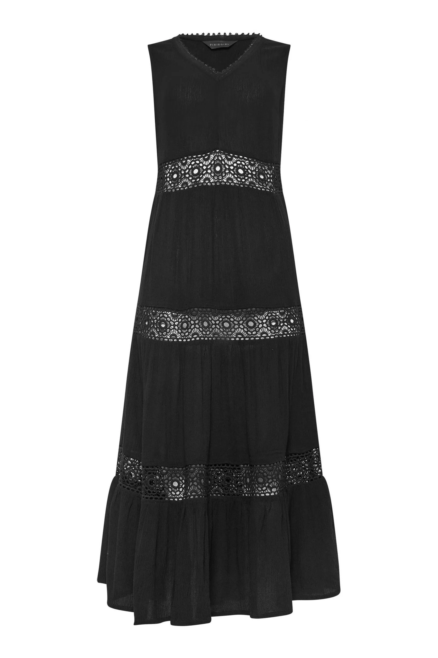 PixieGirl Petite - Abito maxi con finiture all'uncinetto