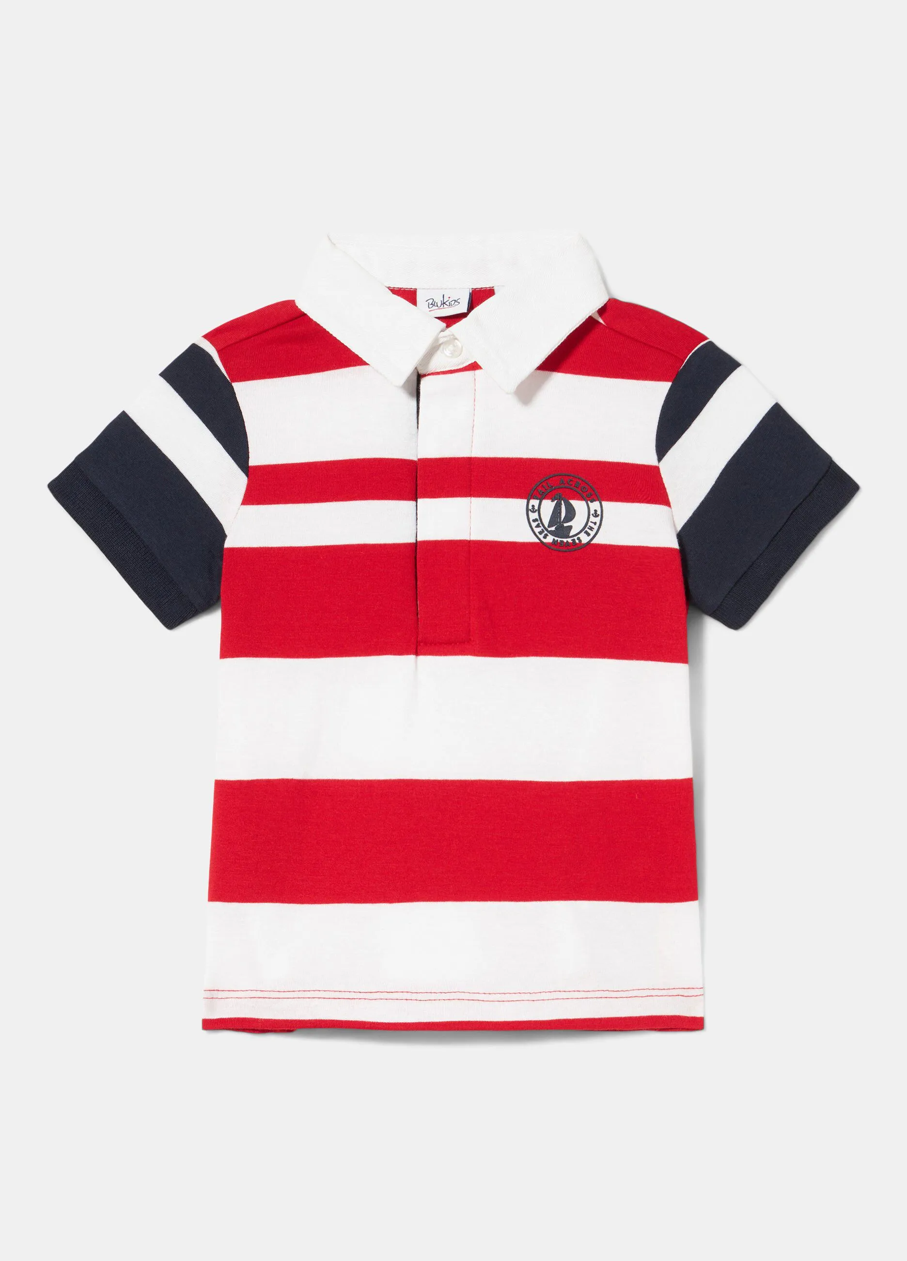 Polo a righe in puro cotone neonato