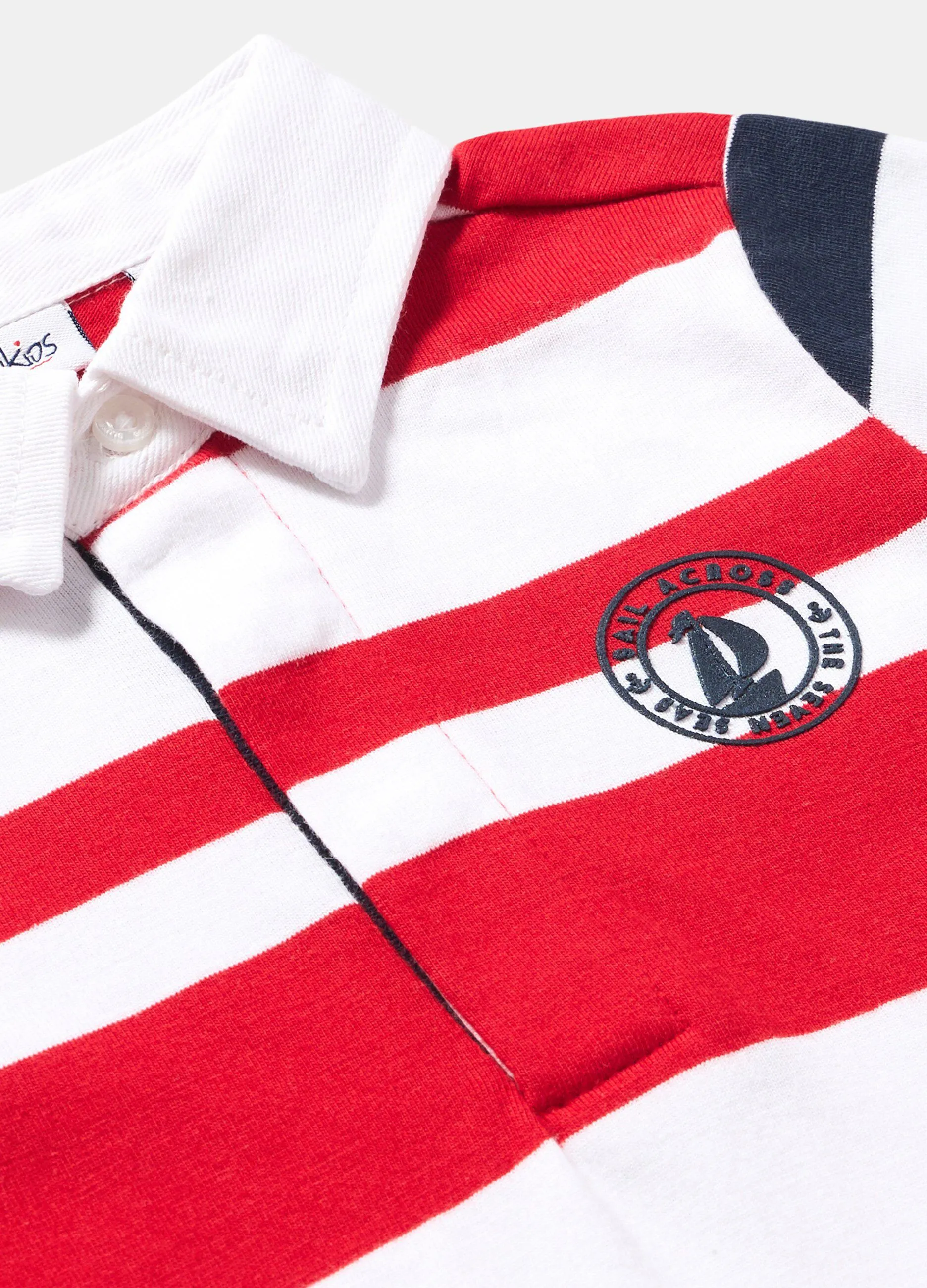Polo a righe in puro cotone neonato