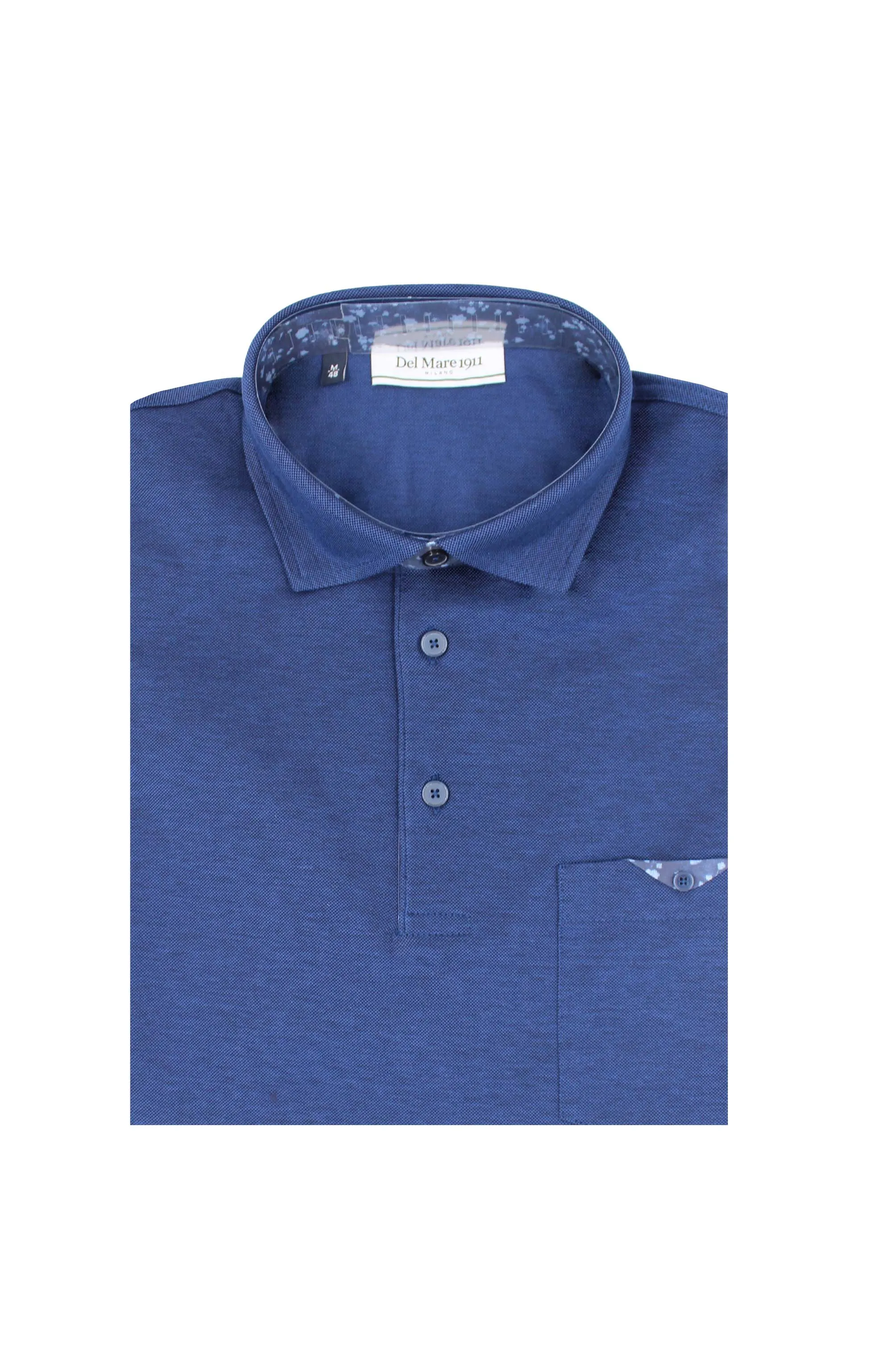 Polo in piquet con collo camicia