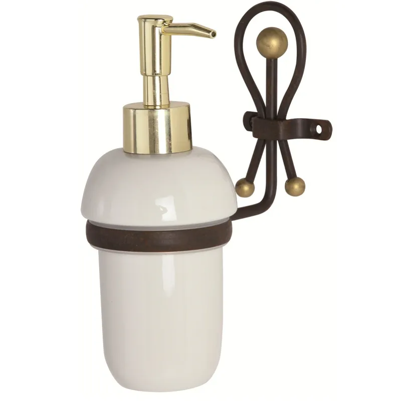 Portadispenser in ceramica e ferro battuto lavorazione artigianale linea golden rust Feridras 150022-b 