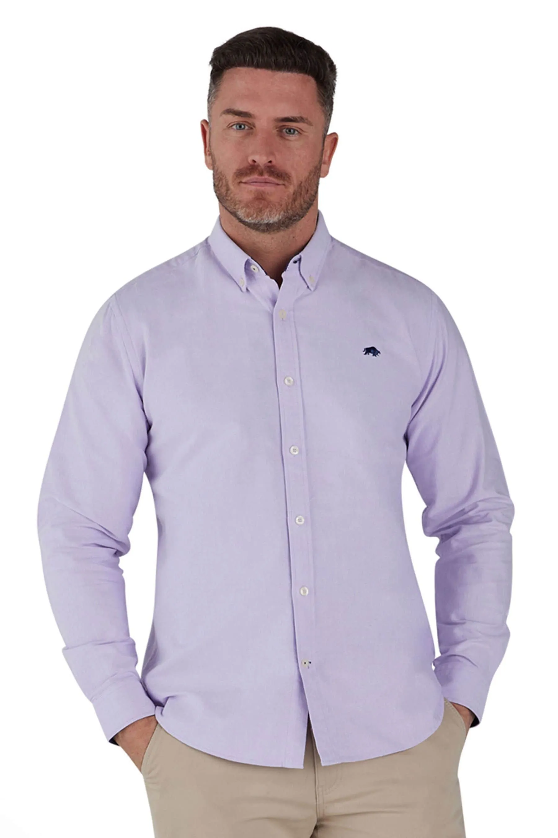 Raging Bull Viola - Camicia classica con Manica lunga Oxford