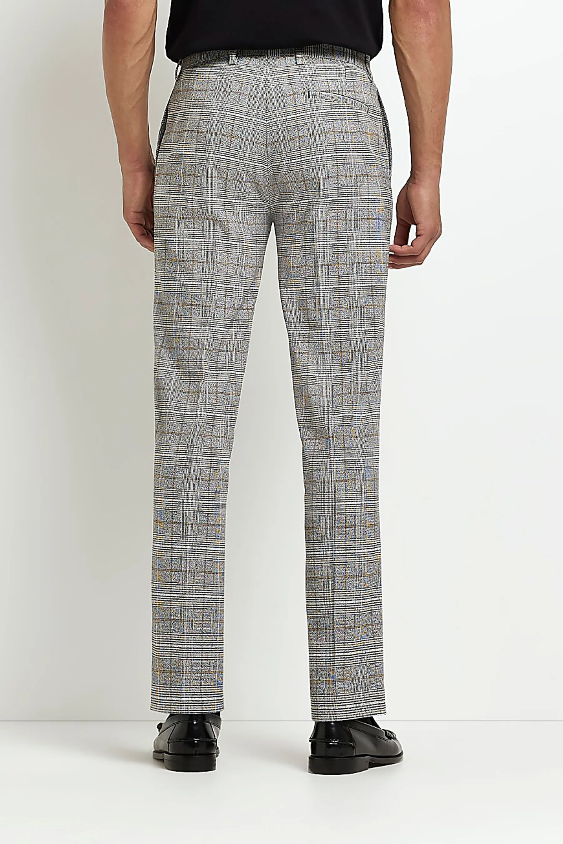 River Island - Grigio se A quadri Pantaloni nape