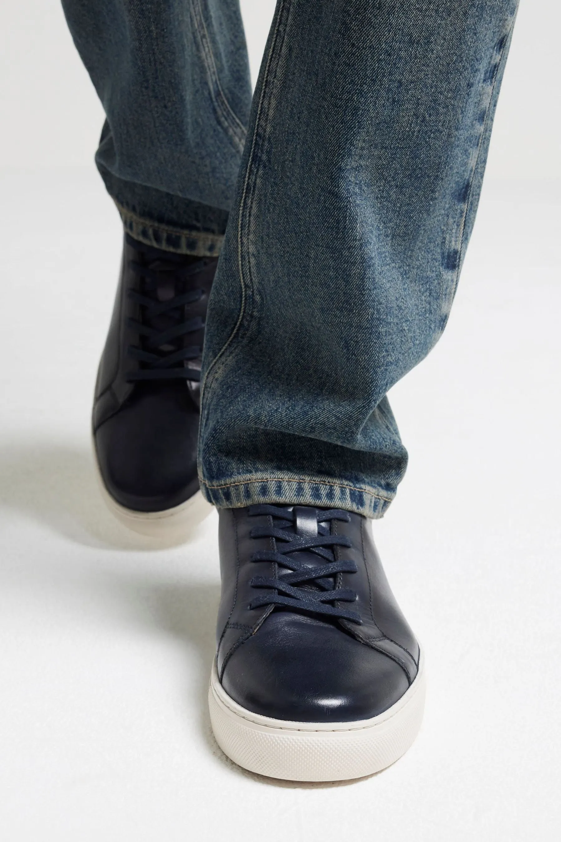 River Island - Scarpe da ginnastica in pelle brunito con suola sagomata