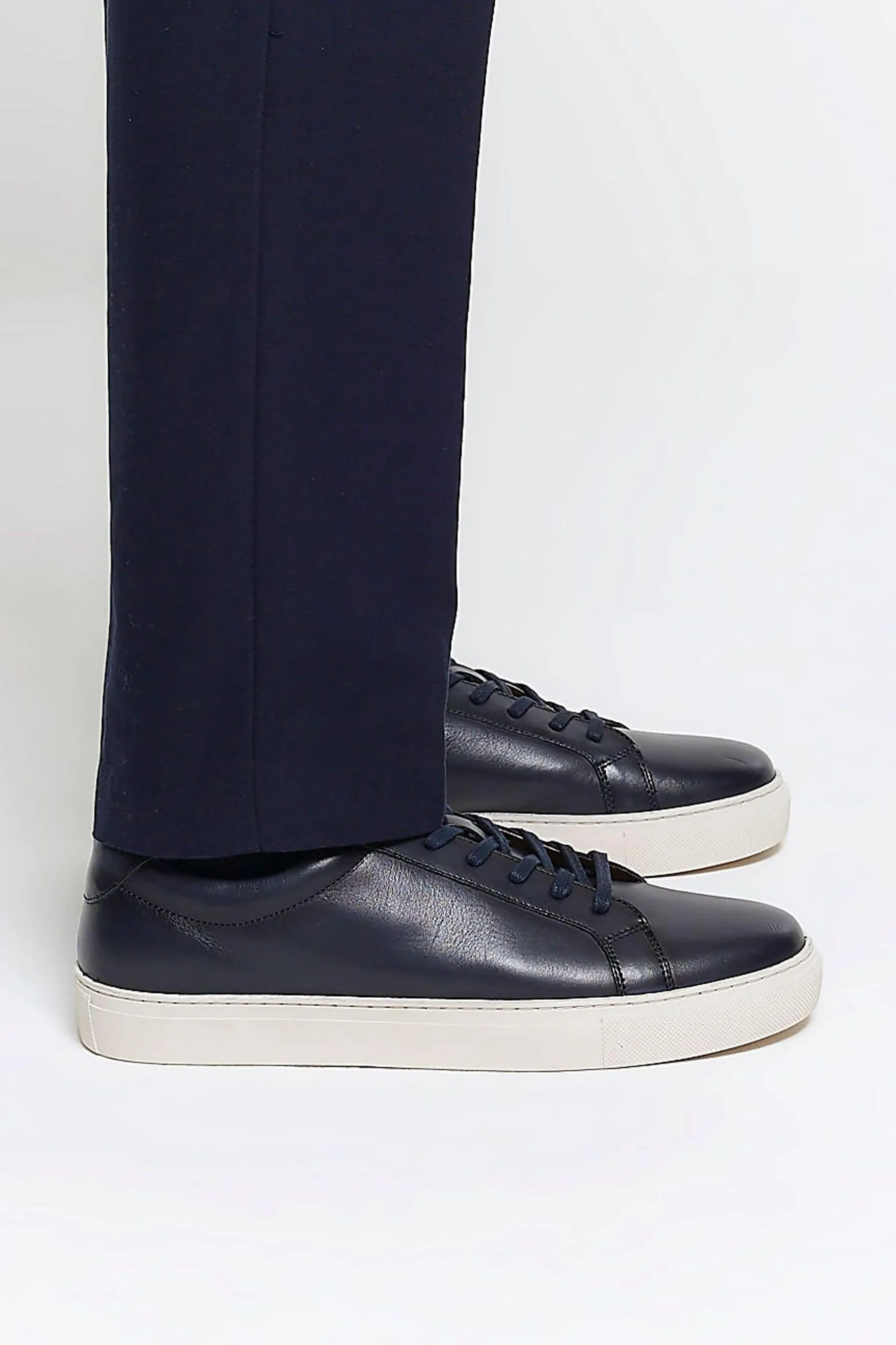 River Island - Scarpe da ginnastica in pelle brunito con suola sagomata