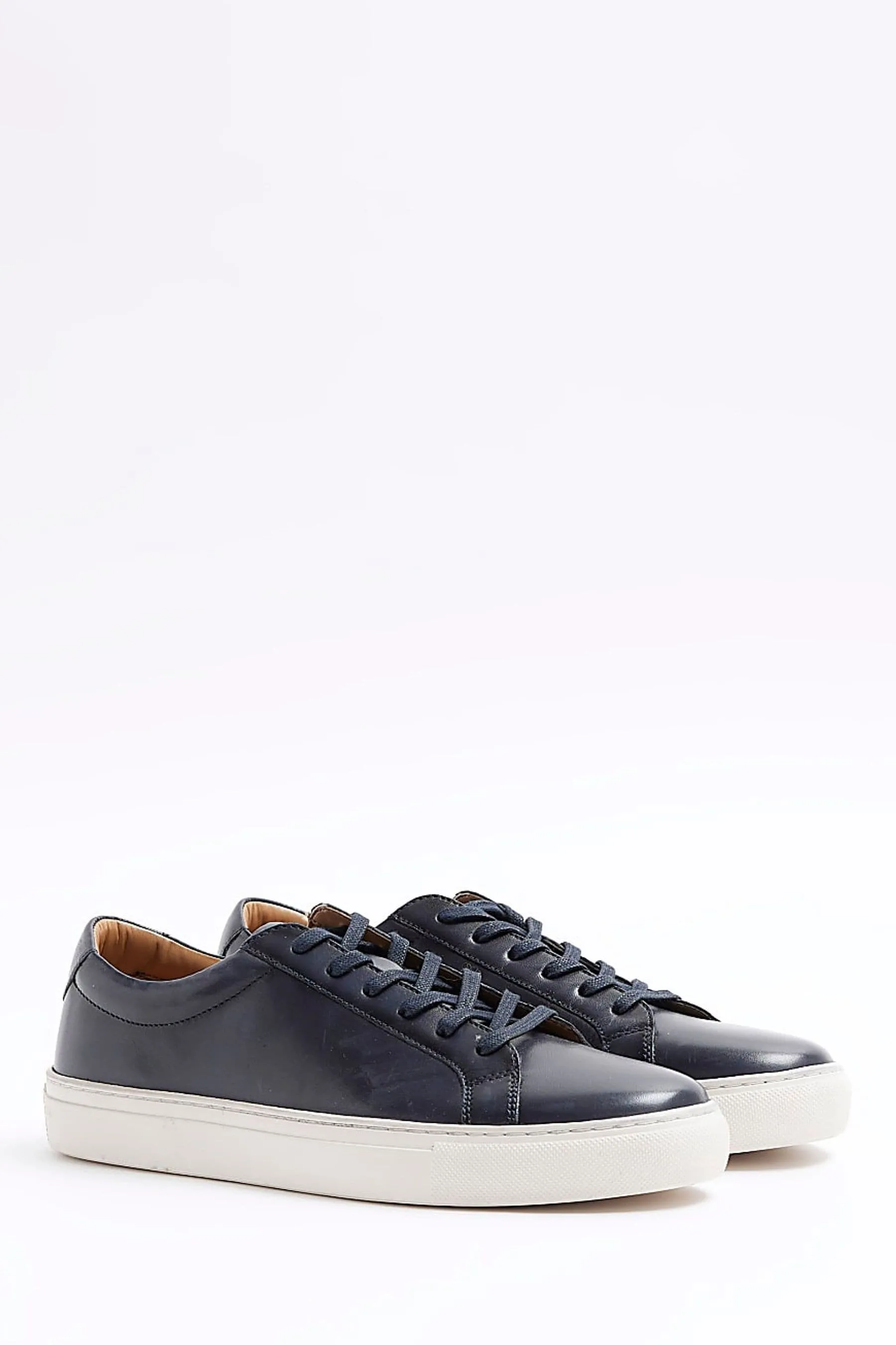 River Island - Scarpe da ginnastica in pelle brunito con suola sagomata
