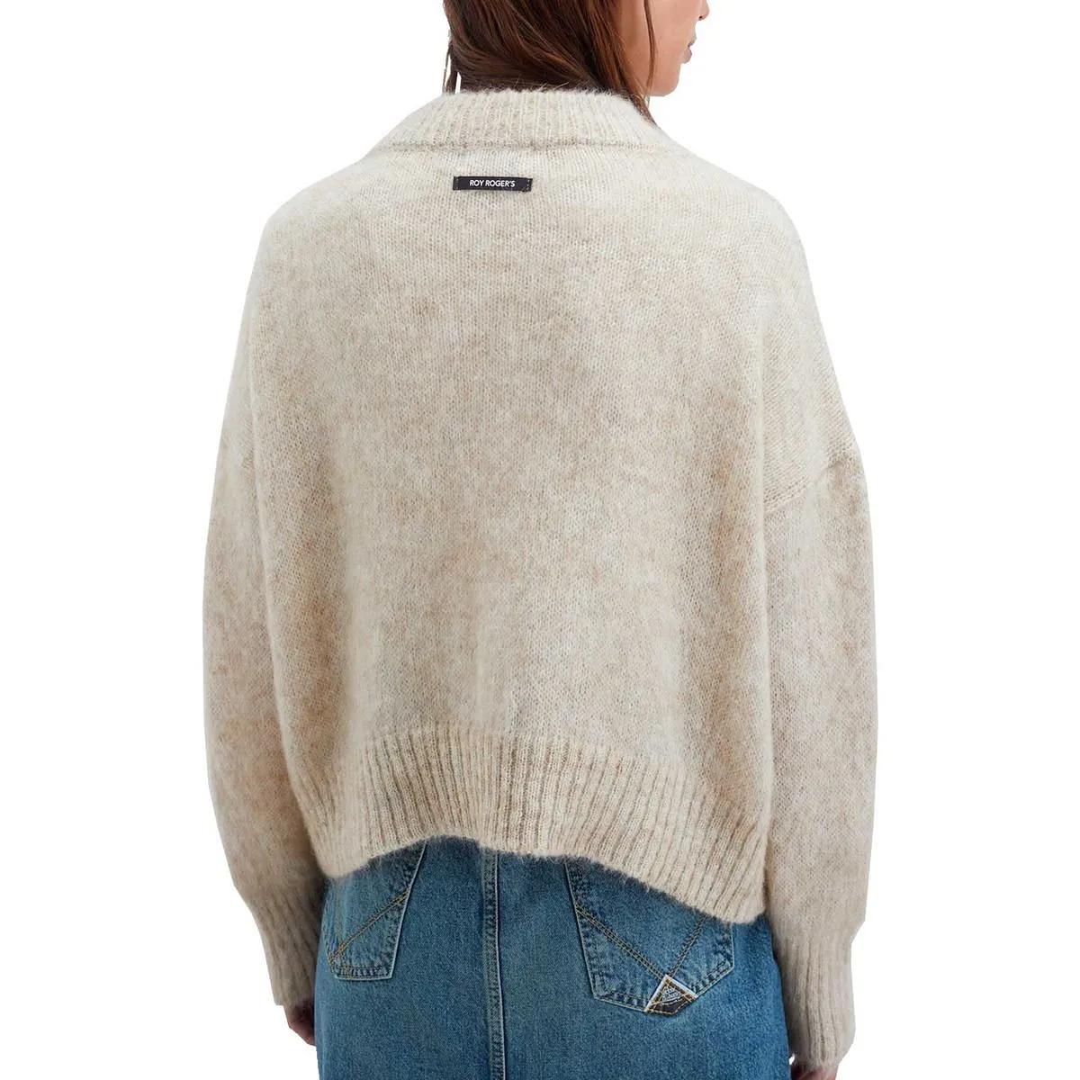      ROY ROGERS MAGLIONE SCOLLO V MISTO MOHAIR DONNA  