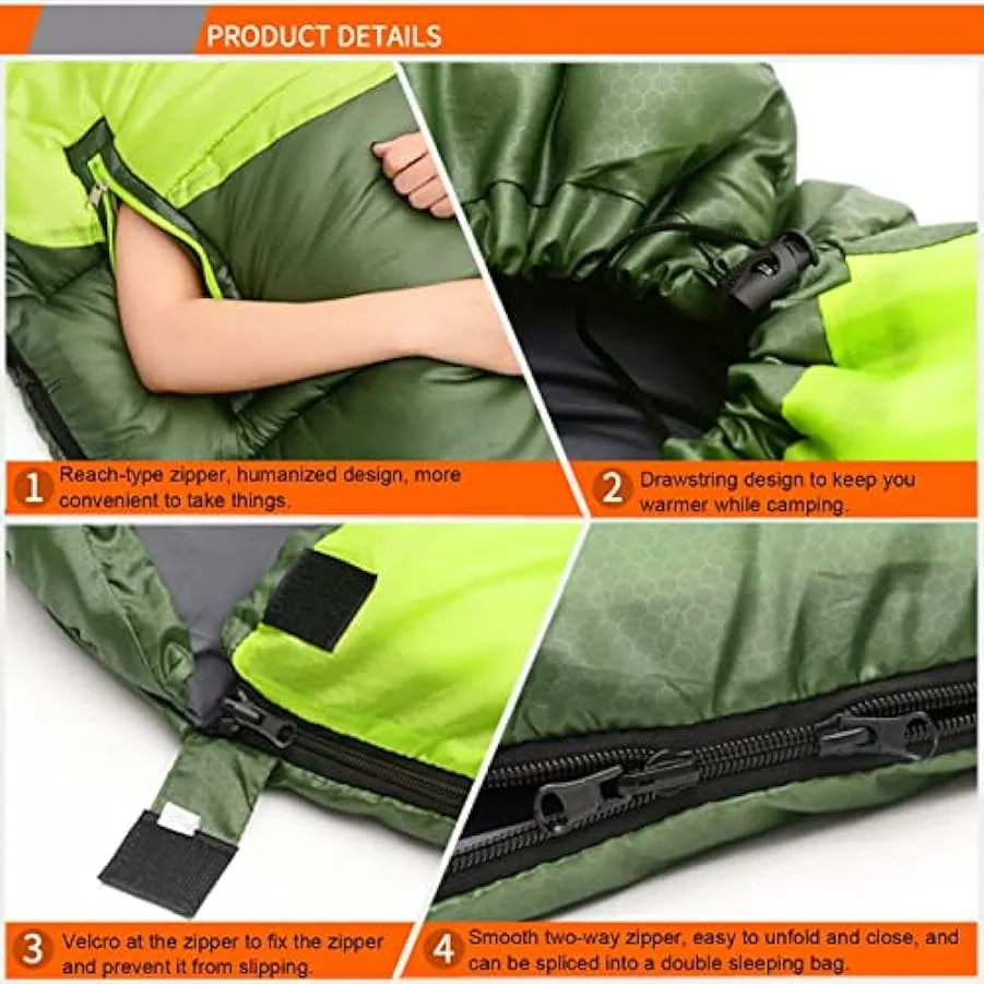 Sacco a pelo da esterno, Sacco a pelo caldo per bambini raggiungibile per adulti Coperta impermeabile 3-4 stagioni, 2 pezzi poss