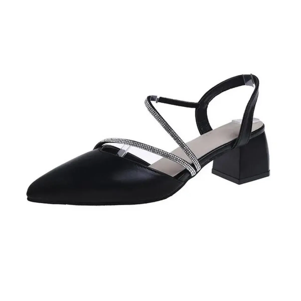 Sandali da donna Sandali con tacco medio e tacco largo Donna Party Chunky in vera pelle con strass Estate Nuovo designer di luss
