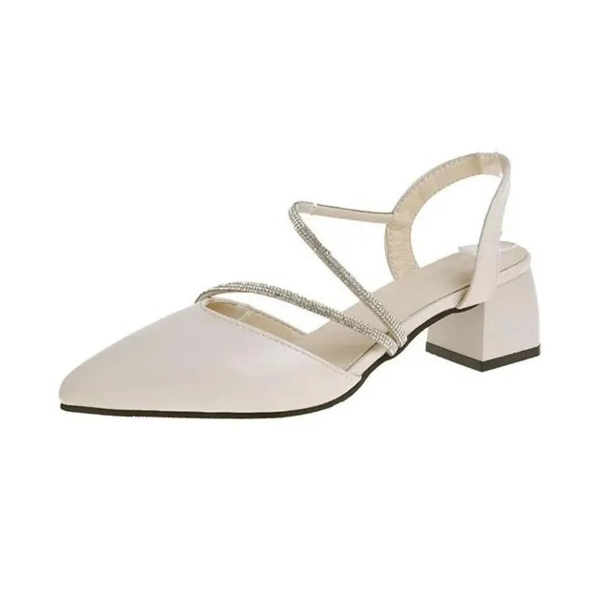 Sandali da donna Sandali con tacco medio e tacco largo Donna Party Chunky in vera pelle con strass Estate Nuovo designer di luss