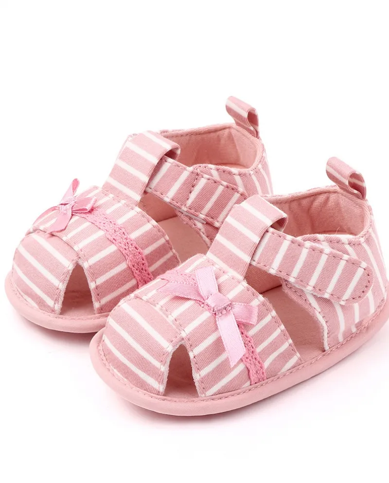 Sandali per bambini Scarpe da bambino con fiocco Scarpe da bambino con suola morbida antiscivolo a righe