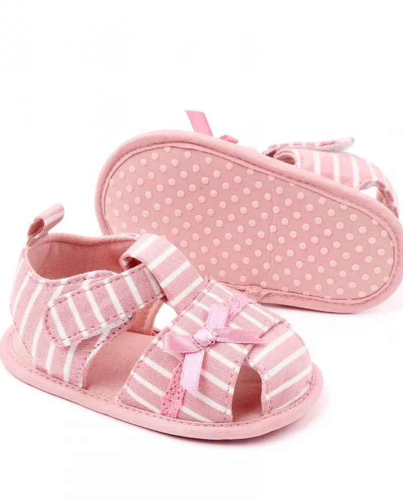 Sandali per bambini Scarpe da bambino con fiocco Scarpe da bambino con suola morbida antiscivolo a righe